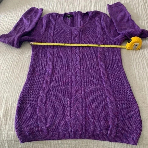 Talbots purple and red cable sweater - Picture 4 of 9